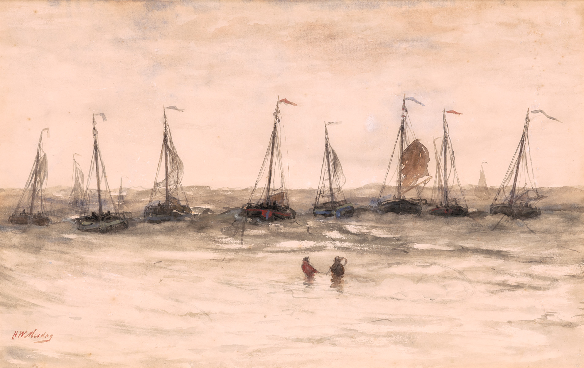 Willem_Hendrik_Mesdag_Aangemeerde_bomschuiten
