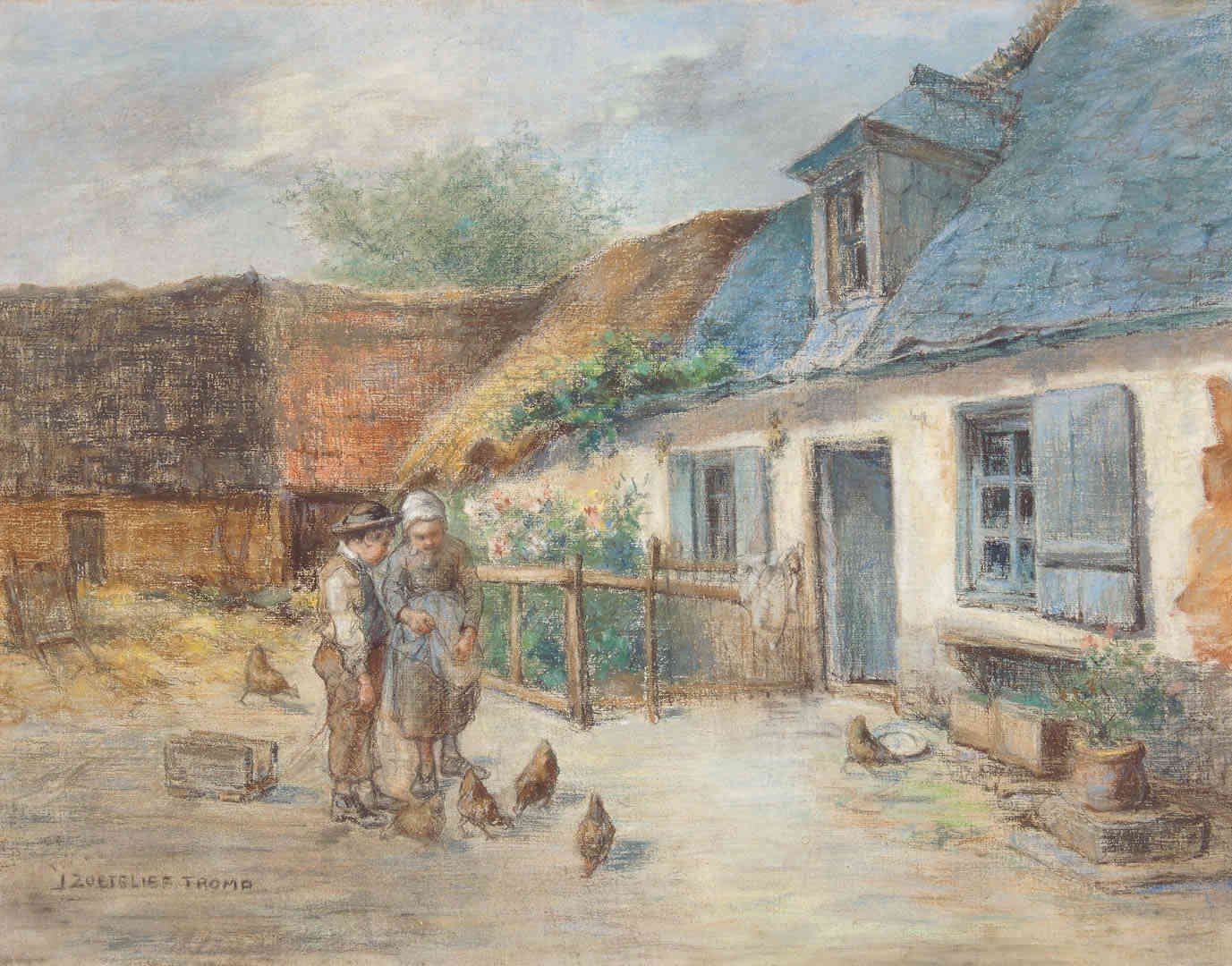 ZoeteliefTrompJ_Buurtschap_met_kippen_pol_corr