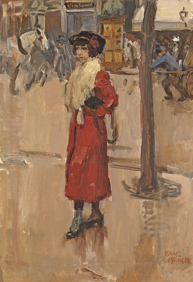 Isaac Israels meisje met rode mantel Parijs ca 1918 Olieverf op doek