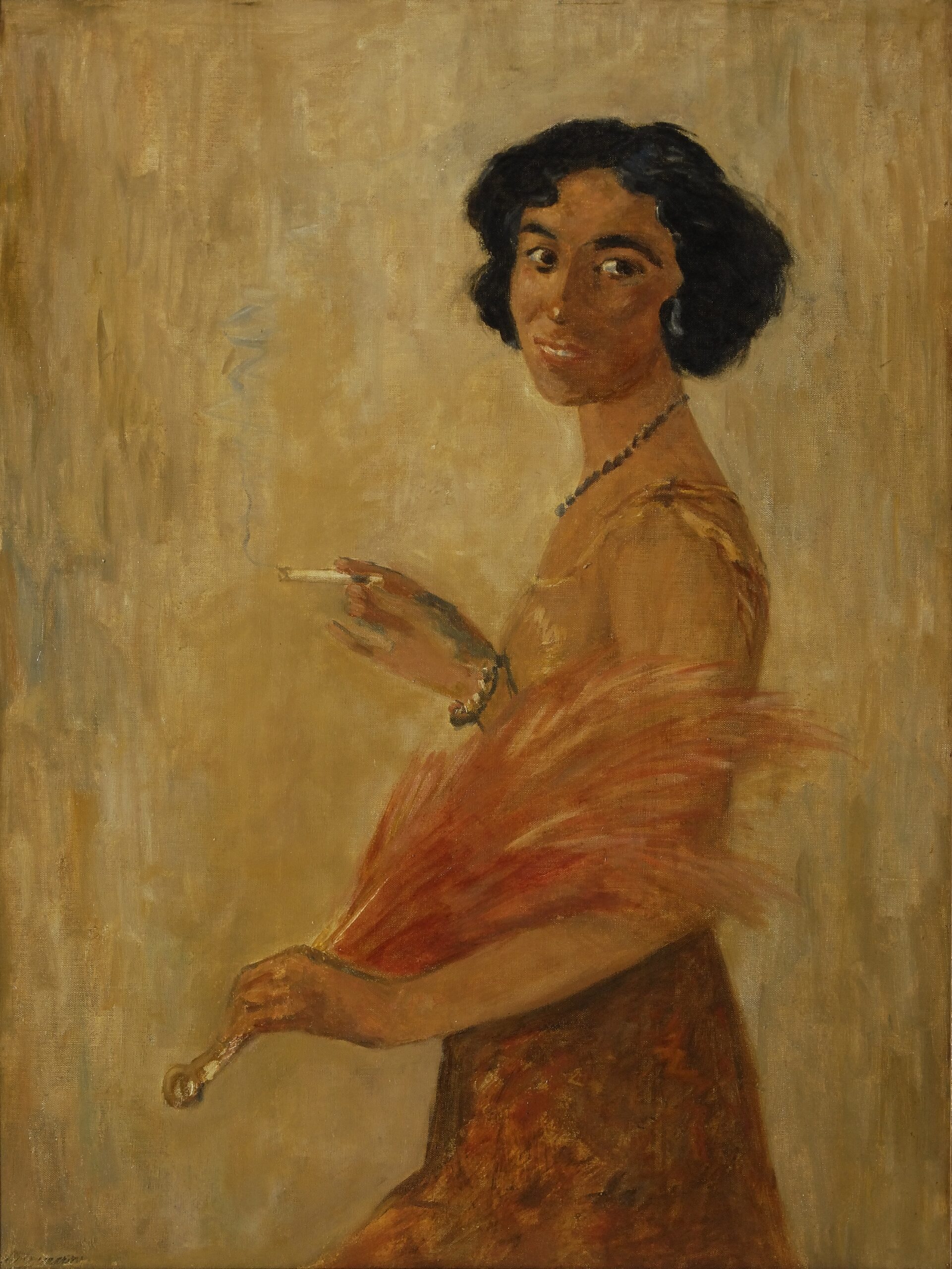 Simon Maris Dame met waaier en sigaret